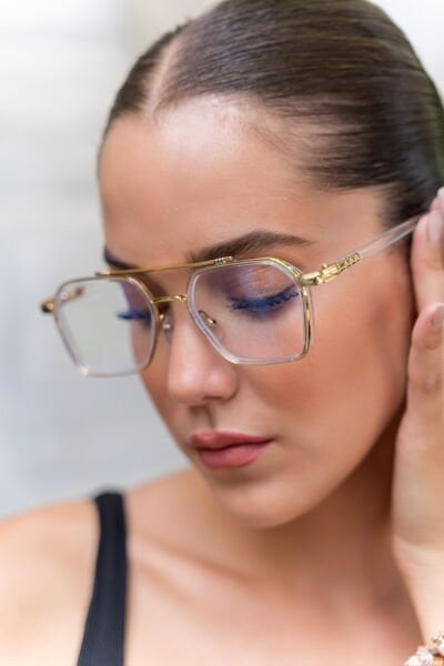 Oliv Şeffaf Mavi Cam Optik Gözlük